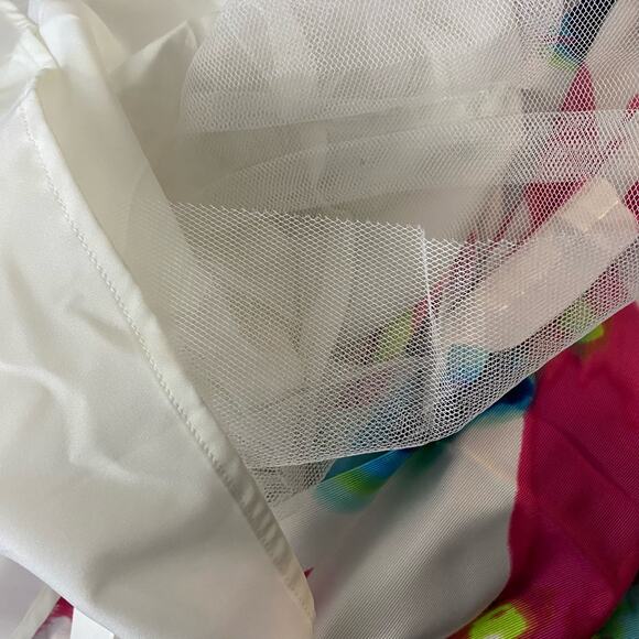 Eliza J Womens size 10 P Floral Bird Dress Belted Tulle Lined Cutout Fit & Flare - Picture 13 of 15